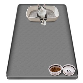Cat Litter Mat, Large 34" X 22" Silicone Litter Box Mat for Litter Trapping,Waterproof Cat Mat with Raised Edge for Floor