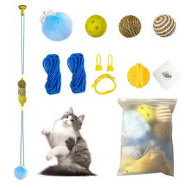 TechHorizonSSU 11 PCS Cat Toys Set, Cat Toys for Indoor Cats Interactive Cat Toys Hanging Kitten Toys, Cat Bell Balls Teaser Ball Chase and Exercise for Kitty Cat Gift for Cat Birthday