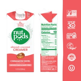 nutpods Cinnamon Swirl Coffee Creamer - Unsweetened Non Dairy Creamer Made from Almonds and Coconuts - Keto Creamer, Whole30, Gluten Free, Non-GMO, Vegan, Sugar Free, Kosher (3-Pack)