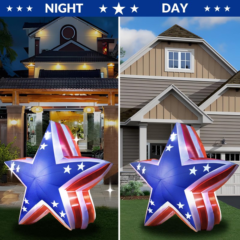 GOODENY Patriotic Inflatable 5.4FT USA Star 4th of July Inflatable