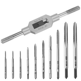 11 Piece Metric Tap Set, M1-M3.5 HSS Metric Thread Machine Tap Set, Mini Hand Tap Set with Adjustable Tap Wrench, Screw Tap Set for Wood, Plastic, Metal