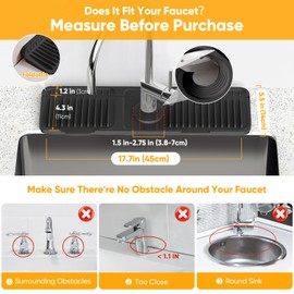 Folding Faucet Mat for Kitchen Sink Splash Guard[7° Slope Fast Self-draining][Snap Lock Fit] Kitchen Sink Faucet Mat Splash Guard Kitchen Sink Area Sink Water Splash Guard Behind Faucet Draining Mat