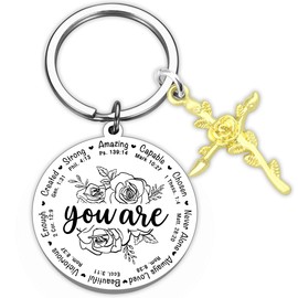 QUIHUD Christian Faith Cross Jesus Keychain Religious Gifts For Women Spiritual Catholic Gifts Inspiration Present Christmas Gifts for Her