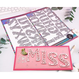 Alinacutle 26/PK Alphabet Letter Metal Cutting Die Cut,Scrapbooking Die-Cuts,Paper Craft and Card Making Punch Template,Vintage Single Letter 5CM(2.96IN) Height