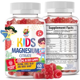 SUNNY SAM- Gomitas de Magnesio para Niños y Adultos 100mg Calm Magnesium Chews Citrato de Magnesio Masticable Su                                      