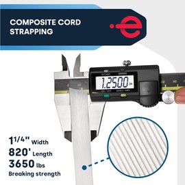 ESK Packaging® Composite Cord Strapping - 1-1/4 Inch x 820 Foot x 3650lbs Break Strength Pallet Strapping –UV Resistant, Strong, Reliable and Safe - 1 Roll