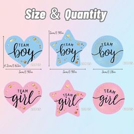 KATIMI Pack of 200 Gender Reveal Stickers, Gender Reveal Stickers for Baby Party Decoration, Team Boy and Team Girl Label, Blue and Pink Gender Stickers for Gender Reveal Party Decoration