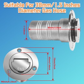 Boltigen 1-1/2"(38mm) Boat Gas/Fuel Deck Fill/Filler with Keyless Cap，1.5inch Stainless Steel Deck Filler Marine Hardware for Boat, Yacht, Caravan, Mirror- Polished Head