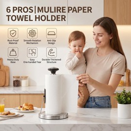 MULIRE Stainless Steel Paper Towel Holder Countertop with Tension Arm