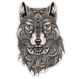 Wolf Ethnic Pattern - 12" Vinyl Sticker Waterproof Decal
