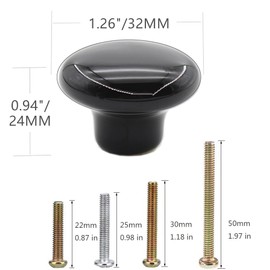 Pack of 4 Cabinet Knobs, Cupboard Handles, Black Drawer Handles, Vintage Furniture Knobs, Ceramic, Handles for Kitchen Cabinets, Drawer Knobs, Door Knobs, Furniture Handles, Furniture Knob for