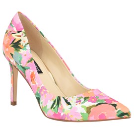 Nine West Women's Ezra Pointy Toe Pump, Pink Floral 660, 9