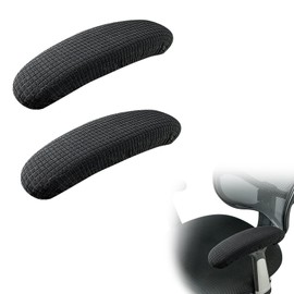 DODAMOUR 2 Pack Washable Office Chair Armrest Covers, Removable Elastic Office Chair Armrest Slipcovers, Office Seat Hand Rest Protector for Desk Chairs and Gaming Chair Arm (Black)