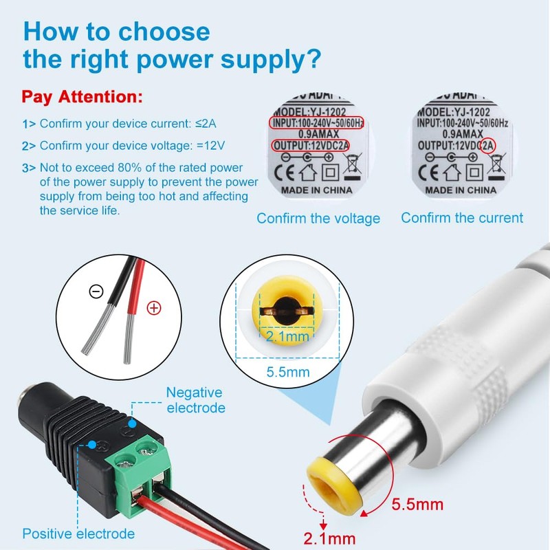 12V Power Supply, 12 Volt 2A 24W DC Power Supply