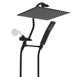 Hibbent All Metal 12'' Rainfall Shower Head, Showerhead Combo/Handheld Shower Wand