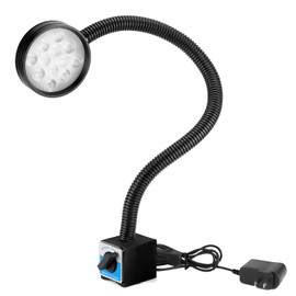 QWORK Magnetic Light, 1200 Lumens Led Machine Light, 110V-220V 12W Dual Gooseneck LED Work Lamp with Magnetic Base, IP66 Waterproof Lamp for Machine Workshop Lathe Milling Drill Workbench Lighting