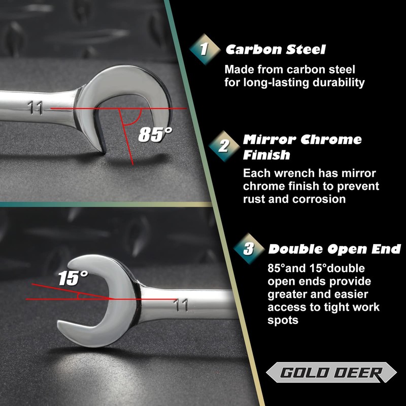GOLD DEER 20 Pcs Mini Double Open End Wrench Set