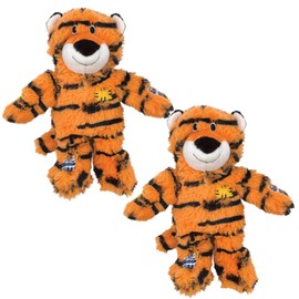 KONG Wild Knots Dog Toys – 2 Pack – Durable Plush Dog Toy with Internal Knotted Rope & Squeaker (Tiger, Small/Medium)
