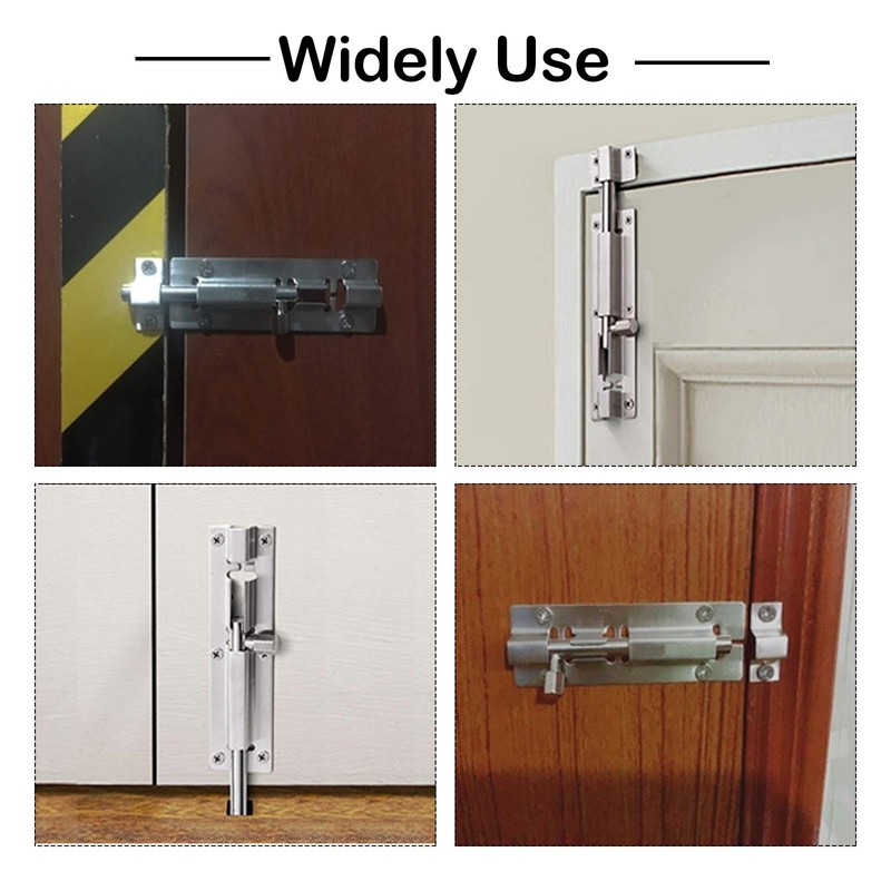 LDEXIN 2Pcs Door Security Slide Latch Lock, 4 inch/100mm Heavy
