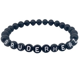 ONDEGO® Armband BRUDER ONYX schwarz Herren Bruderherz personalisiert Geschenk Männer Schmuck Perlenarmbänder