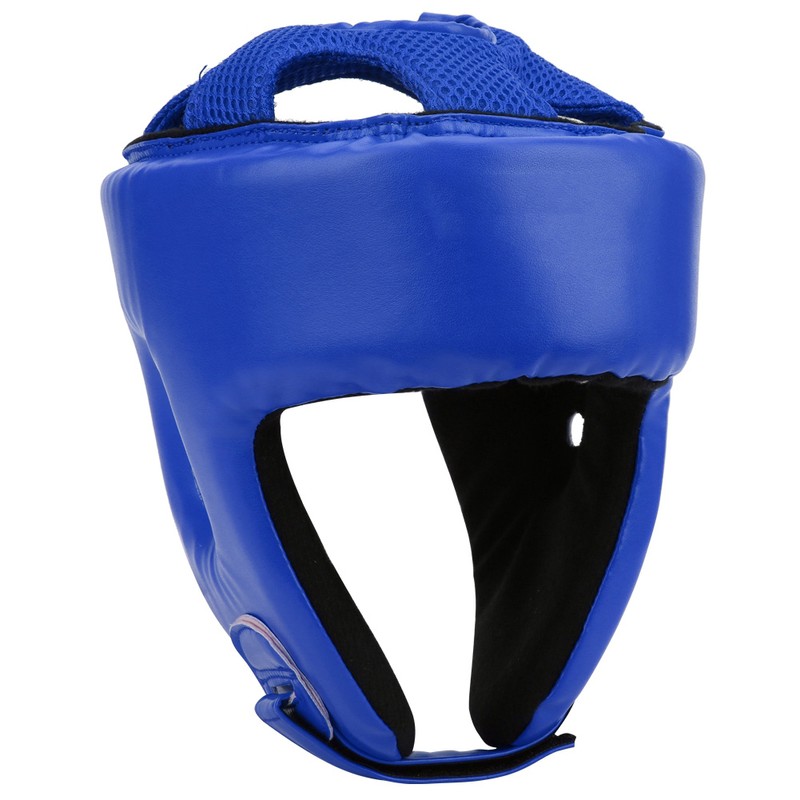 Boxing Helmet PU Leather Adjustable Head Guard Sanda Kickboxing Training