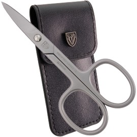 DREI SCHWERTER - Curved Nail Scissors | Sharp Blade for Precise Cutting of Nails Rustproof Brand Quality Made in Germany | Contents: Black Nail Case Made of Artificial Leather; Nail Scissors - Curved