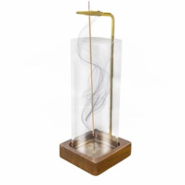 Fychuo Incense Stick Holders, Wooden Incense Burner Holder with Removable Glass Ash Catcher Incense Holders for Sticks Anti-Ash Incense Cone Holder for Home Decor Yoga Spa Meditation