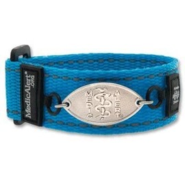 MEDICALERT Sport Band Medical ID Bracelet for Men and Women W/Free Engraving - Blue - Medium