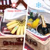 HYBDAMAI Wicker Picnic Basket for 4 with Waterproof Picnic Blanket