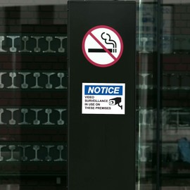 5 Pack Video Surveillance Warning Sign Sticker,7"x5" “Notice - Video Surveillance in Use On These Premises” Sticker Labels, Self-Adhesive Premium Vinyl.