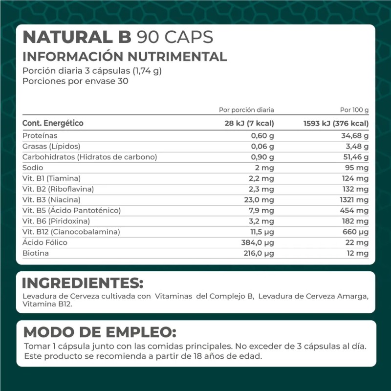 Suplemento Vitaminas Natural B Complex (90 Caps) - Pronat