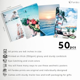 Fardes Blue Photo Wall Collage Kit Aesthetic Room Decorations, 50pcs Beach Decor for Bedroom Decor, Nautical Decor, Wall Decor for Girls Bedroom Accessories