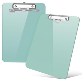2 Pcs A4 Storage Clipboard,Clip Boards 8.5x11 with Low Profile Clip,Plastic Clipboard with Pen Holder,Cute Hanging Nursing Clipboard for Office Supplies Clipboard,Clip Board for Teacher-Grayish Green