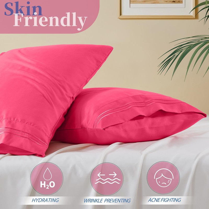 Vonty 2 Pack Standard Pillow Cases - 20x26 Inch, 1800