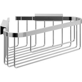 Villeroy & Boch Elements - Tender Corner Shower Basket, Wall Mounted Corner Shower Shelf, Zinc Corner Shower Shelf, Accessories Shower, 260 x 206 x 82 mm, Chrome