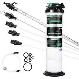 HTZSSON 9.5 L/2.5 Gallon Oil Extractor Pump Pneumatic/Manual, Fluid Extractor Oil Change Pump Extractor with 5 Tubes and A Brake Bleeding Hose for Automotive, Boats