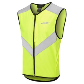 JDC Motorcycle Hi Vis Vest High Visibility Zipper Safety Reflective Yellow - AXIS - Yellow - M