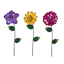Metal Flower Stake Garden Stake Metal Flower Yard Lawn Ornaments Plant Pot Flower Bed Decor,Set of 3