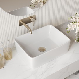 Rectangle Vessel Sink for Bathrooms, 16" x 12" Above Counter Bathroom Sink, Modern White Fine Porcelain Ceramic Small Sink Bowl, Restroom Vanity Art Wash Basin，Ideal for Small Space