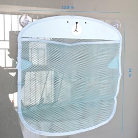 Baby Bath Toy Organizer Mesh Bag Hanging Beside Bathtub, 2 Storage Bags with Suction Cup with Hook
