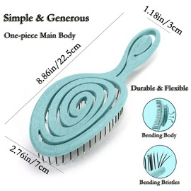 YSFSootie No Pull Hair Brush with Soft Bending Bristles, Anti-satic Spiral Hairbrush, Organic Hair Detangling Brush for Women & Men, Wet & Dry Hair, Curly & Straight Hair (Blue)