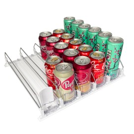 Drink Organizer for Fridge,Automatic Pusher Glide for Refrigerator,Soda Can Dispenser for Fridge,Make the refrigerator more tidy - Holds Up to 25 Cans (5 Rows White)