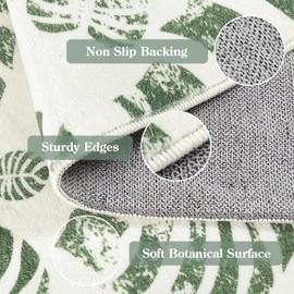 Lahome Botanical Boho Runner Rug, Soft Green Kitchen Runner Rugs Non Skid, Washable Leaf Rug Runner for Hallway 8ft, Non Shedding Modern Monstera Rug for Entryway Porch (2'5''x8', Green)