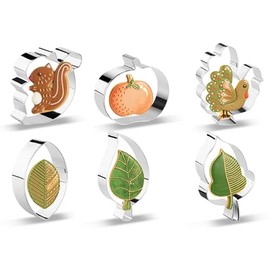 Cookie Cutters,6-Piece Set，Food Grade Stainless Steel（Pumpkin, Maple Leaves, Turkey）