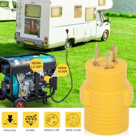 ZDHQLHJ NEMA L5-30P to 14-50R RV Generator Adapter, 3 Prong 30 Amp L5-30 Twist Lock Male Plug to 4 Prong 50 Amp 14-50 Female Receptacle, for RV Trailer Camper