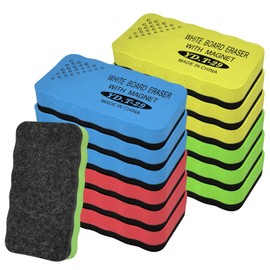 Marte Vanci Dry Erase Erasers, 12 Pack Magnetic Whiteboard Erasers, Washable & Smudge Free, Magnetic Dry Erasers for Chalkboard,Class,Home, School, Office (Assorted Colors)