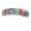 'Rainbow' Glitter Acrylic Square Barrette/Hair Clip In Silver Tone -
