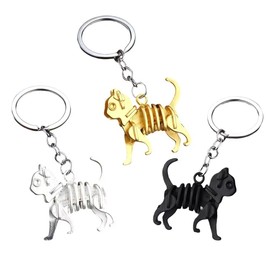 twinkle eye 3Pcs Cute Cat 3D Skeleton Keychain Creative Colorful Metal Charm Keychain Cat Lover Gifts for Women Men Key Ring Keychain Bag Pendant Keychain Accessories