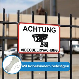 DinAliX Warning Video Surveillance Sign, 30 x 20 cm, Robust Plastic Sign, Camera Surveillance Indicates That This Area Is Video Surveillance, Pack of 2