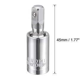 TA-VIGOR 3Pcs 1/4 Inch Drive Universal Joint Swivel Socket, Cr-V Steel Deep Socket Adapter with 360° Swivel Connection, Spring-Loaded Detent Ball for Ratchets and Hand Tools